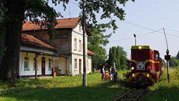 Railway station in the town of Kanczuga, Poland