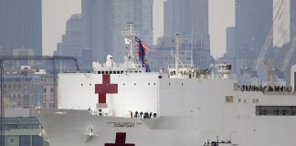 Military the hospital ship docked in new York